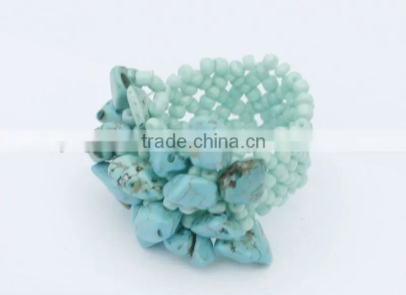 Hematite Chip stone Stretch Seed Glass beads Ring