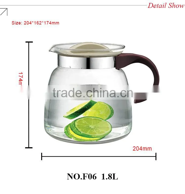 water tea pot heat resistant glass kettle with warmer