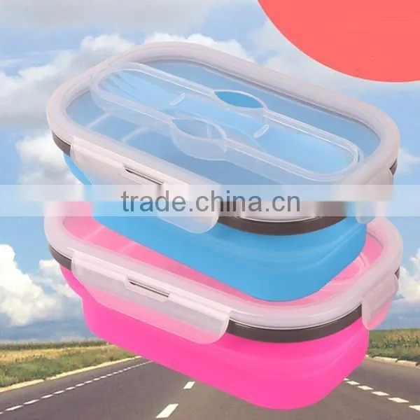 0.8L rectangle PP plastic lunch box with spoon/chopsticks