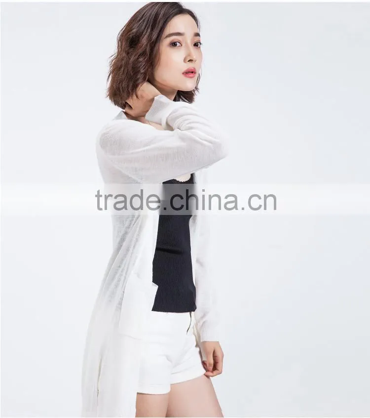 2016 New design fashion cardigan long knit sweater for ladies
