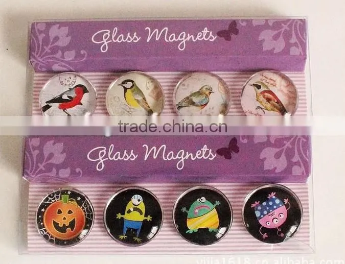 round glass fridge magnet for sale, square and heart shape glass magnet