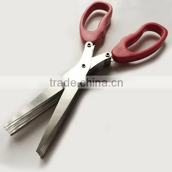 2015 New Stainless steel 5 blade Kitchen herb scissors office paper cutting shredding scissors