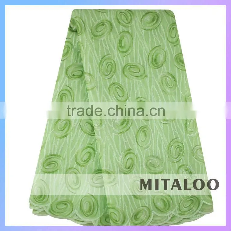 Mitaloo Mint Green Sequin Organza Lace Fabric for Wedding Dress MOG0187