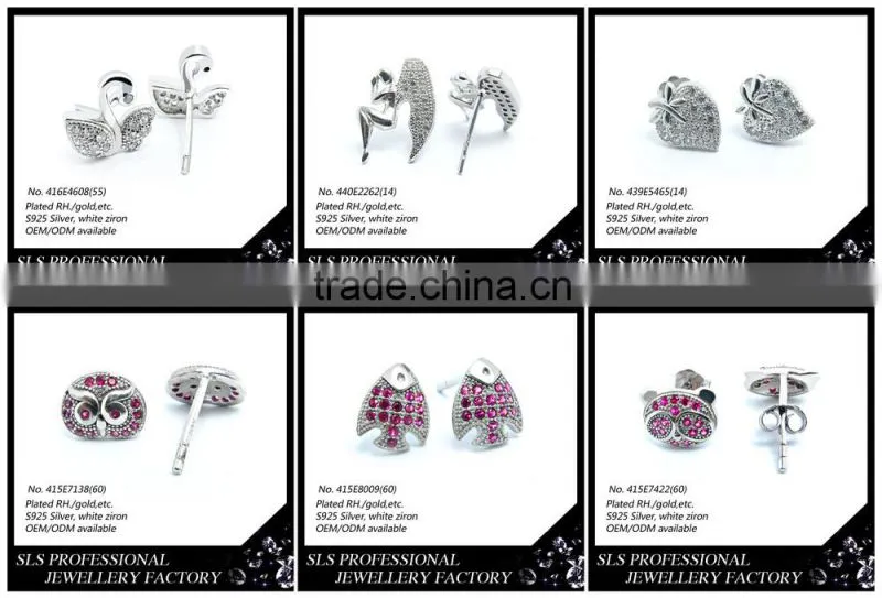 For Children Day costume jewelry necklace and earring sets 925 silver strawberry style stud earring for pretty girls