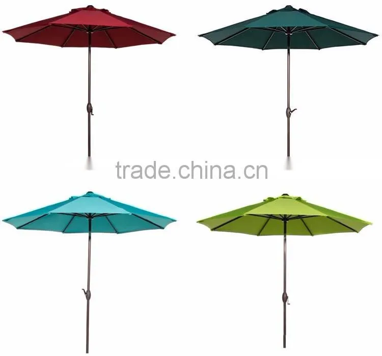 Outdoor Market Aluminum Umbrella With Auto Tilt And Crank Folding Patio Garden Umbrella