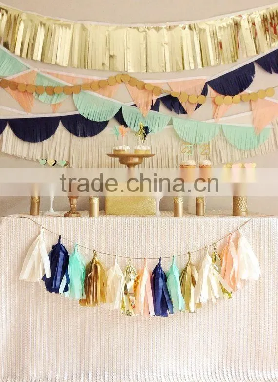 New years eve decoration handmade TISSUE PAPER TASSEL GARLAND