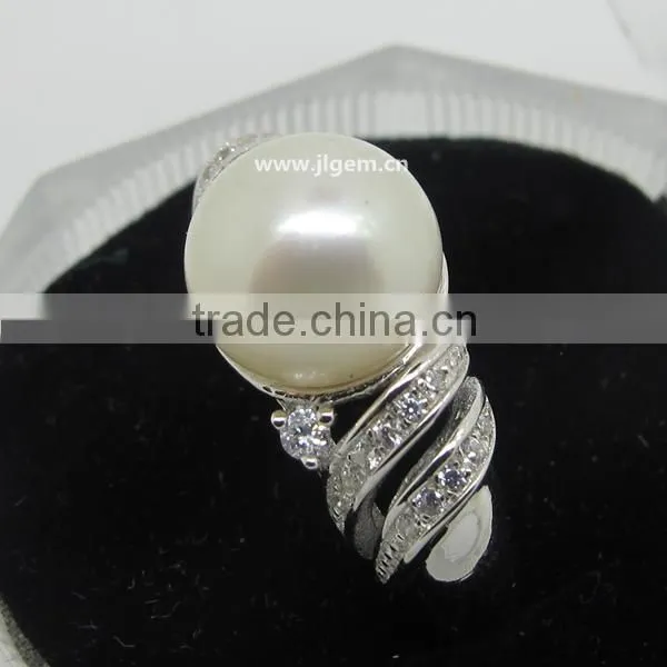 925 Sterling Silver Pearl Main Gem & AAA CZ Fashion silver Ring