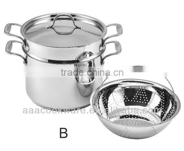 high quality multi function stainless steel spaghetti pot with induction bottom and silicone handle