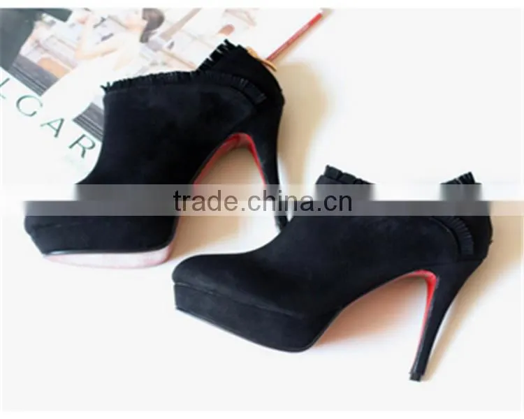 fur boot leather upper rubber bottom boots Professional girls fancy boots
