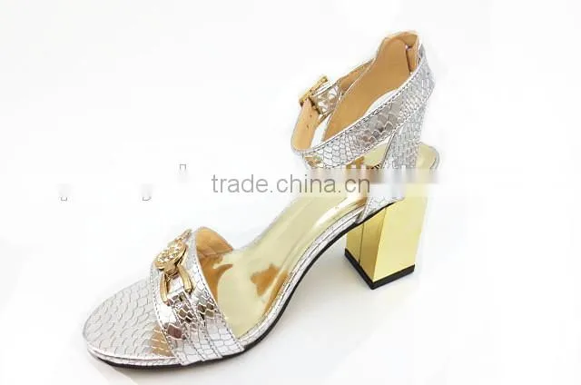 middle thick heel ankle strap office lady sandals with button