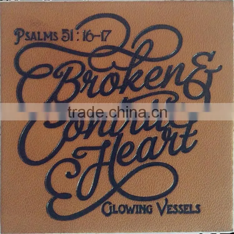 custom debossed embossed pu leather patch for sofa