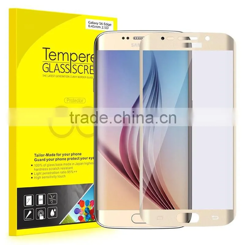 Keno 2016 Newest 3D Hot Curved Tempered Glass Screen Protector for Samsung Galaxy S6 Edge Curved Tempered Glass