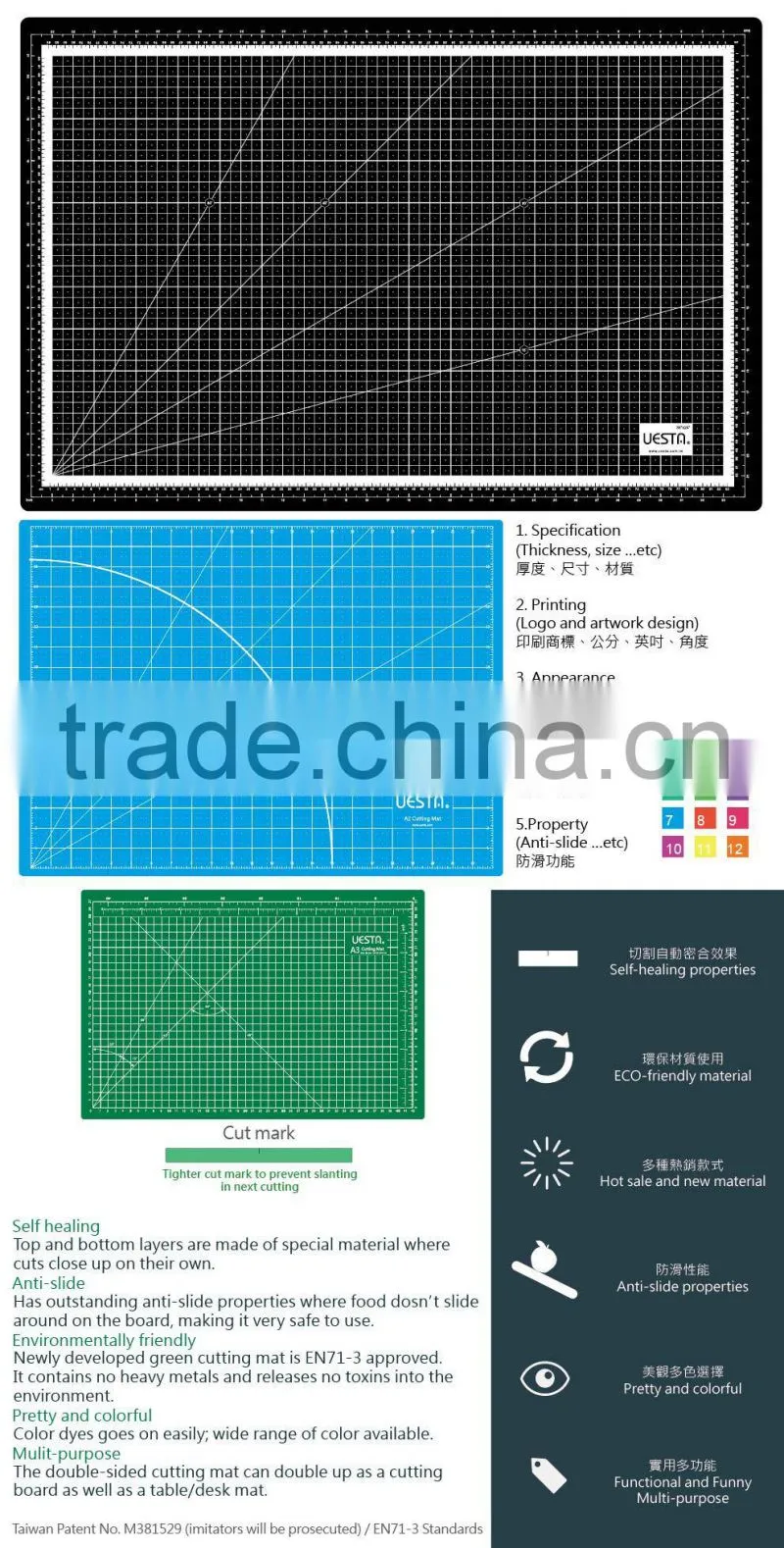 plastic PP Eco-friendly Cutting Mat For Artist