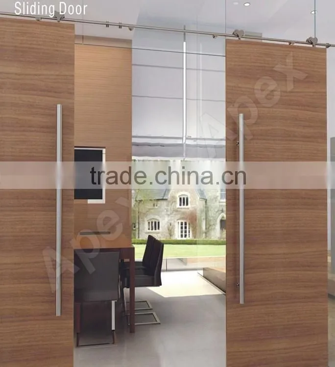 Simplicity Modern style sliding wood barn door grill door design Barn Door with glass