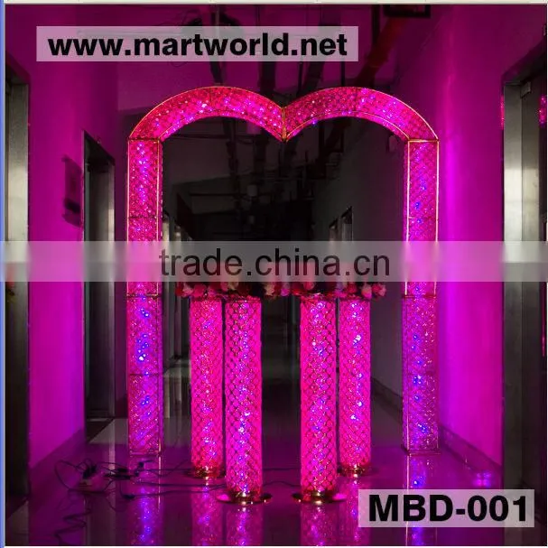 hot selling led light crystal decorative arch for wedding decorations, wedding backdrop stand(MAH-005)