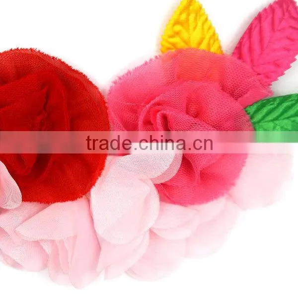 Fashion sewing colorful fabric flower applique in patch for girl petticoat SDYX013