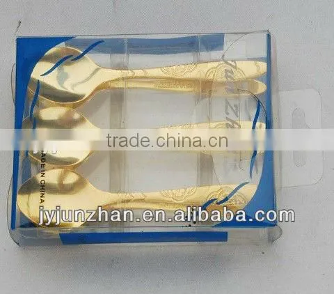 Metal teaspoon with logo with mirror polishing and golden color