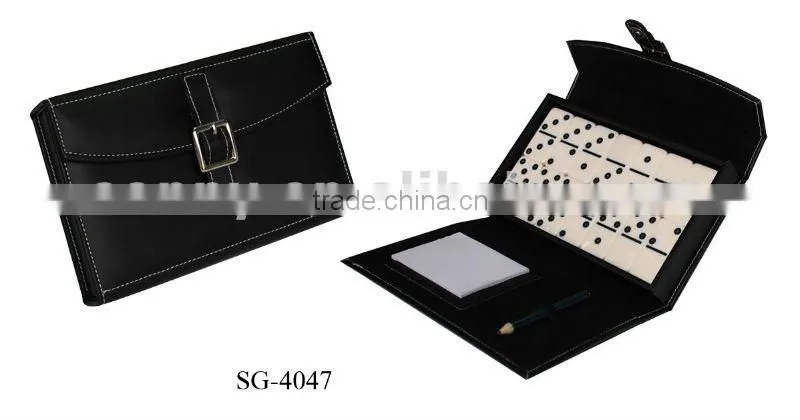 Leather Case Double Six Domino Set