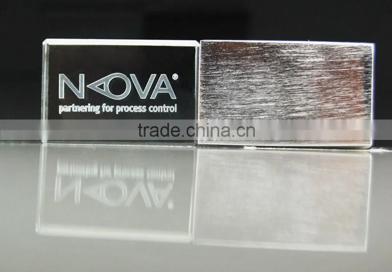 Full/real Capacity4G/8G/16G/32G Laser Engraving Logo Cystal Material USB Drive and Metal USB Disk With LED Lighting