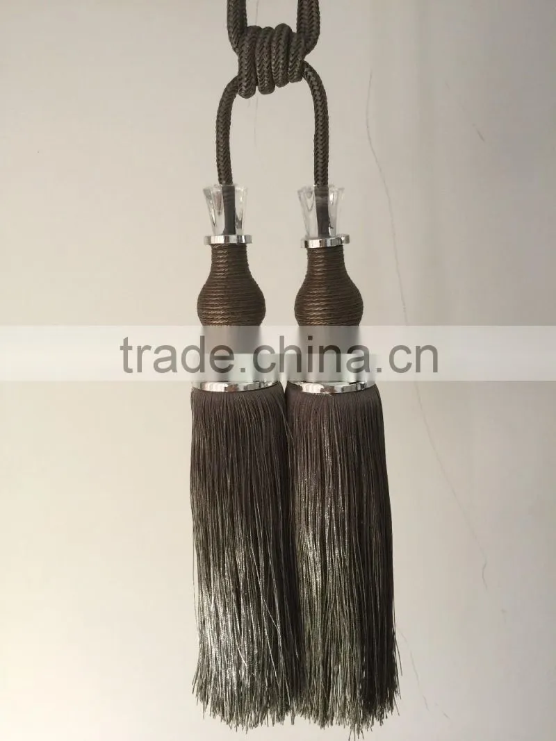 Curtain accessories wholesale tassels polyester material curtain tiebacks with crystal bead