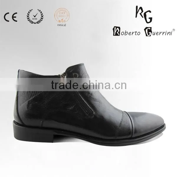 Calf Leather Black Leather Boots MOQ 60 Pairs Men Shoes