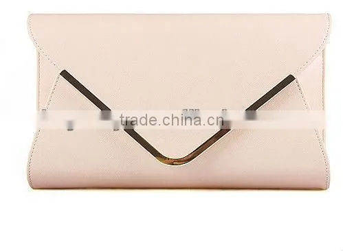 Stylish Blue Brand Plain PU Leather Envelope Clutch
