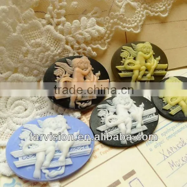 Hot sale flat back resin cameo, resin cameo for wedding decoration