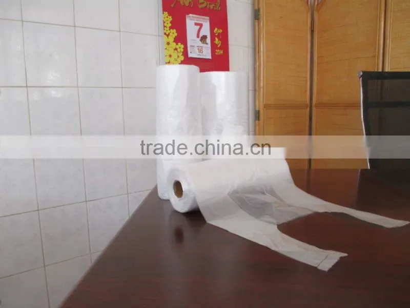 HDPE virgin T-shirt Plastic Bag on roll