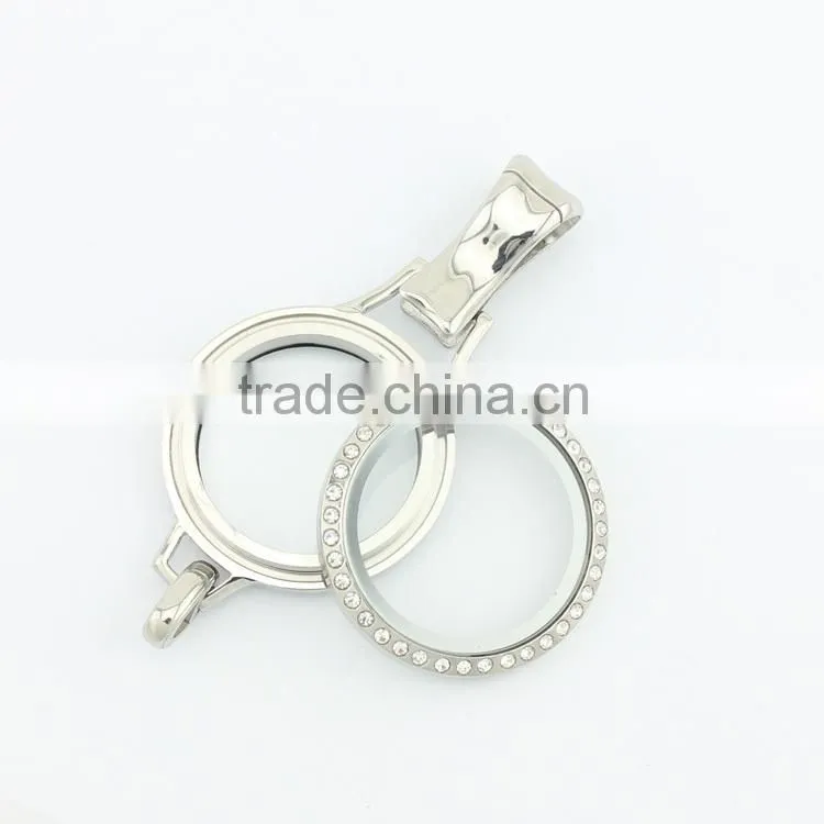 Factory price mixcolor 316L stainless steel rhinestones lanyard glass locket designs