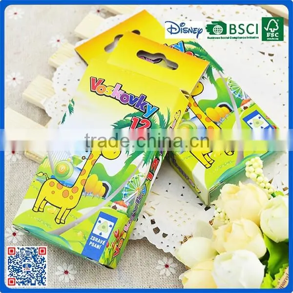 2016 Hot sale non-toxic 12 color crayon in paper box with customized LOGO