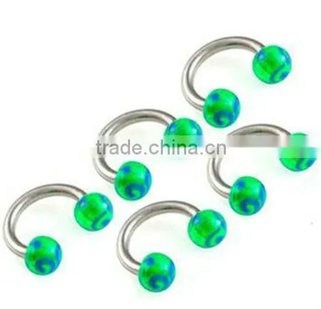 Green custom acrylic ball cool unique eyebrow rings piercings jewelry &body jewelry,Eyebrown Piercing Jewelry