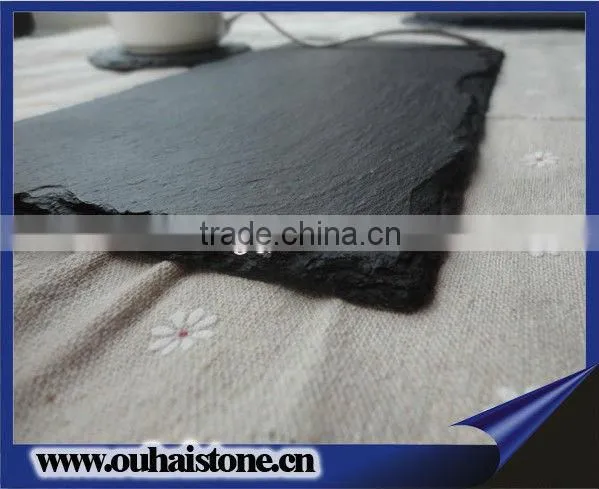 Intimate design stone food tray slate and groove bamboo with finger hole