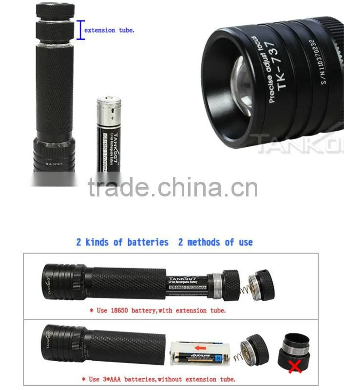 Zoom flashlight XR-E Q5 LED 230 lumens led flashlight