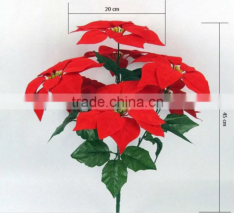 christmas flower for decoration emulation 7 branch red flower