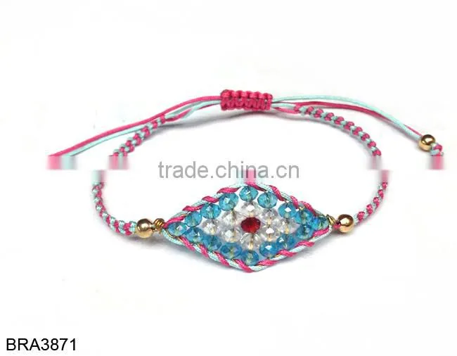Fancy Braided Crystal Turkish Eye Bracelet