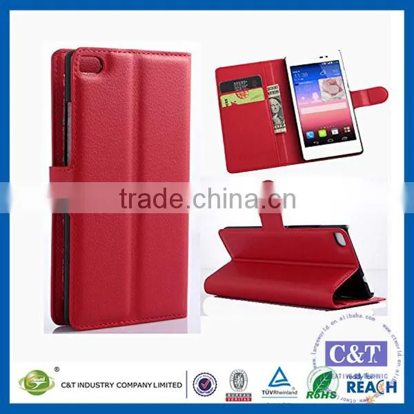 C&T Fashion Card Slot Magnetic PU Leather Flip Case Cover For Huawei Ascend P8