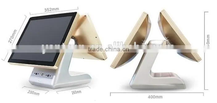 Aluminum alloy casing 15inch Double touch screen all in one for POS system