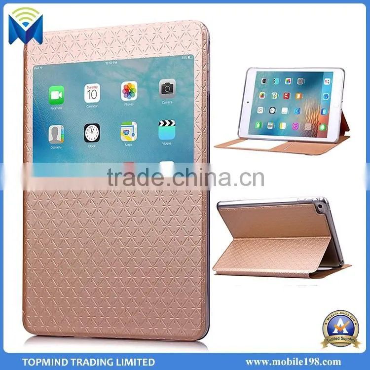 Diamond-shaped Style Flip Wallet Leather Case for iPad Mini 4 with Window View