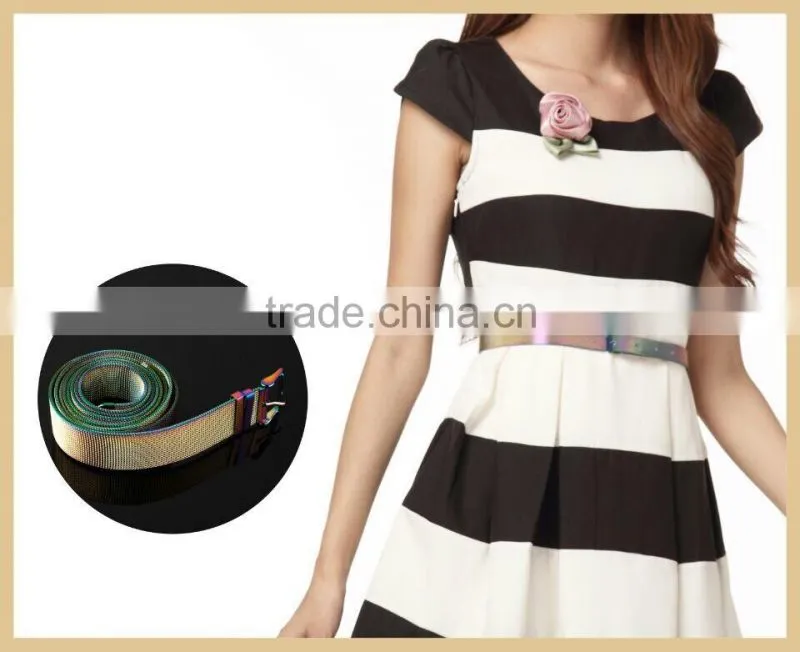 2014 young lady fashion gold stainless steel mesh waist belt