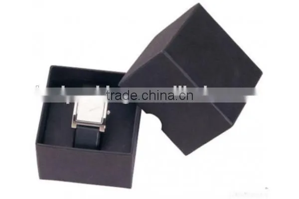 High Quality Luxury Black Paper Watch Box packaging with custom logo printed on lids