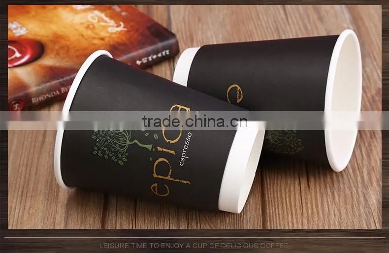 Logo printed disposable double wall paper cup/custom printed paper hot cup with lids