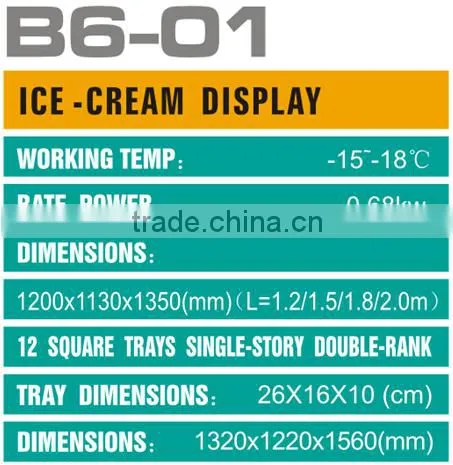 high quality 6/8/10/12 flavor Single-temperature Style ice cream showcase