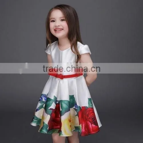 latest flower printed Princess dress baby girls party wear dress cheap selling hand made baby girl dress