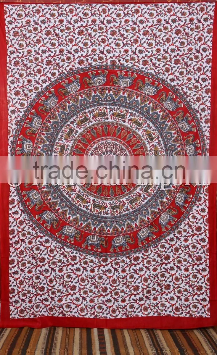 Twin Size Ombre Mandala With Elephant Wall Art Psychedelic Boho Hippie Wall Decor Tapestry