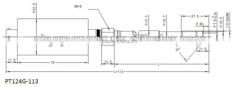 Rigid stem oil filled J type melt pressure sensor