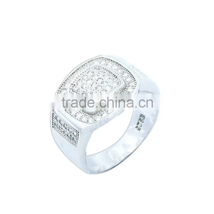 China factory wholesale micro pave zircon 925 silver high quality men ring