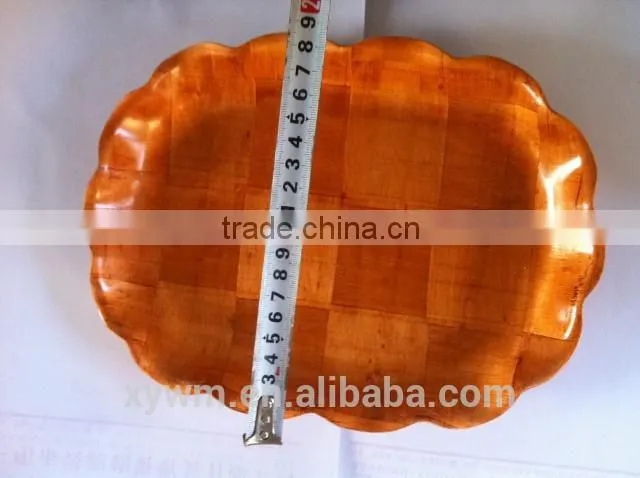 Rectangular woven wooden plate and tray