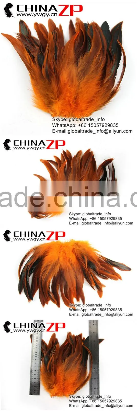 CHINAZP Wholesale Selected Prime Quality Cheap Dyed Orange Chicken Half Bronze Rooster Schlappen Feathers