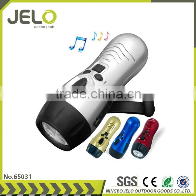 Ningbo JELO FM Radio 3LED Dynamo Torch Alarm Mobile Phone Charger Gift hand crank Flashlight