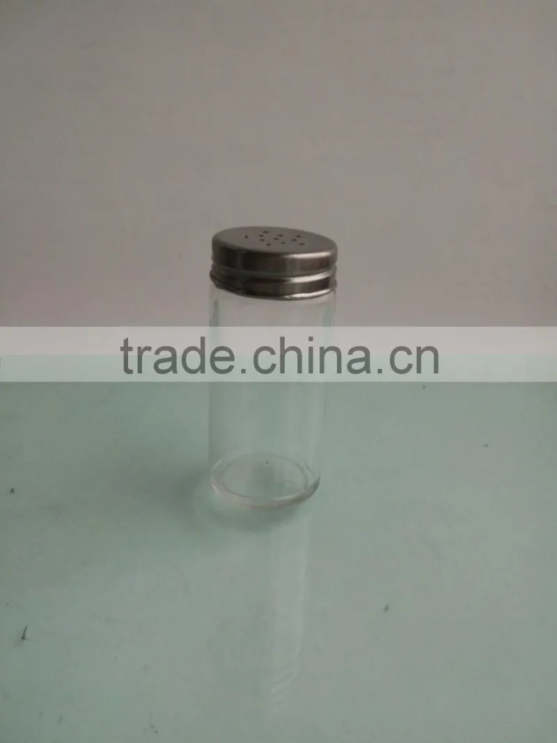 Wholesale, discount kitchen canisters, small glass spice bottle with tin lid
